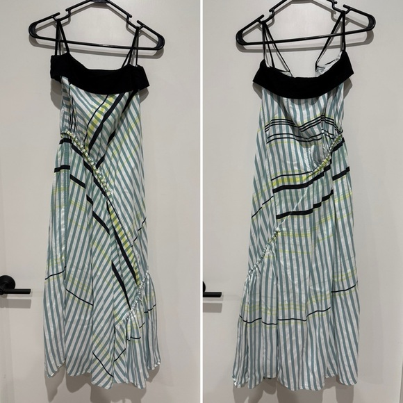 Cedric Charlier Stripe Ruched Midi Dress - Size 6 - Picture 3 of 5